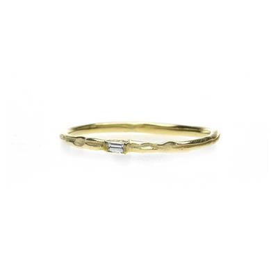 Narrow golden ring with diamond - Wim Meeussen Antwerp