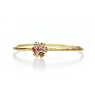 Bague fine avec diamants de couleur serti fleur - Wim Meeussen Anvers