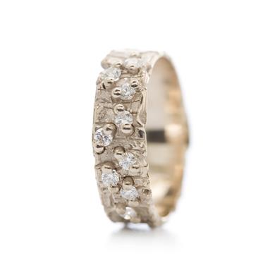 rough ring with 9 diamonds - Wim Meeussen Antwerp