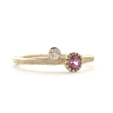 Ring met roze toermalijn en diamant - Wim Meeussen Antwerpen