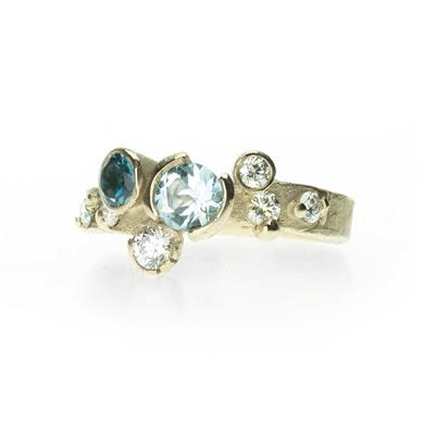 Bague de fête avec pierres (semi-) précieuses